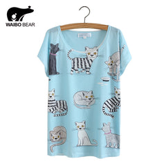 Cat Animal Printed Women T Shirt