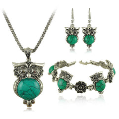 Vintage Owl Design Jewelry Set
