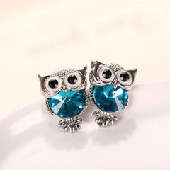 Crystal Owl Stud Earrings