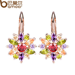 Luxury Flower Earrings with Zircon Stone