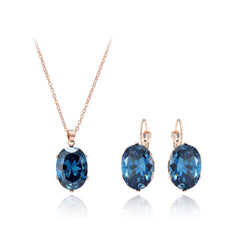 Big CZ Blue Stone Jewelry Set