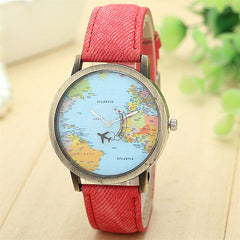 Global Travel By Plane Map Watches