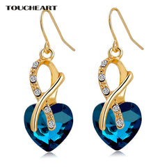 Luxury AAA CZ Crystal Heart Drop Earrings
