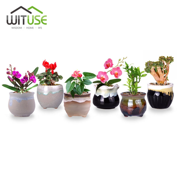 WITUSE Promotion! Flower Pots Decor Small Ceramic Planters Pot Flowing Glazed Home Garden Desktop Succulent Plant Pot Flowerpot