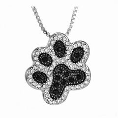 Lovely Cat Paw Crystal Pendant Necklace