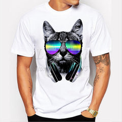 Fashion Music DJ Cat Printed T-shirt