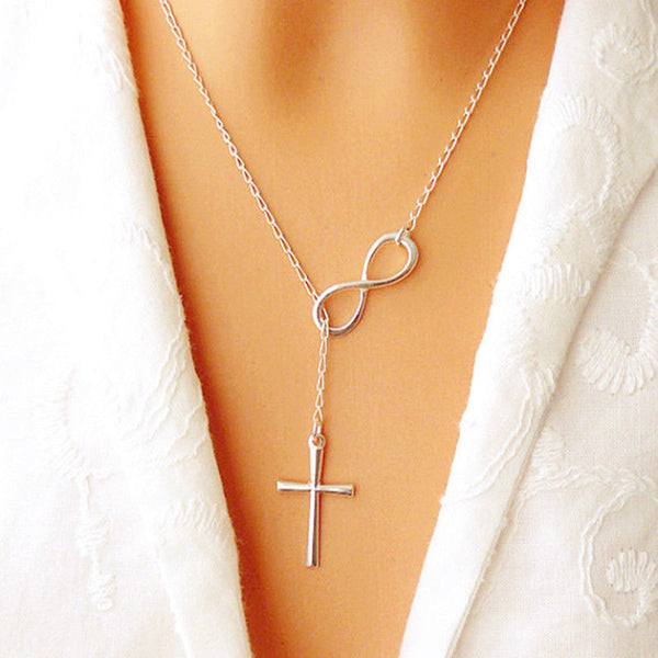 Lovely Chic infinity crosses chain necklaces