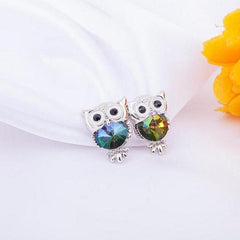 Crystal Owl Stud Earrings