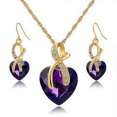 Crystal Heart Jewellery Set