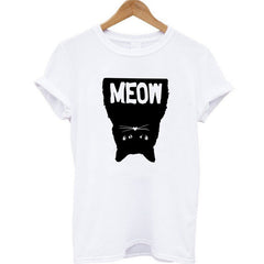 100% Cotton Meow Print Women T shirt