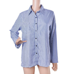 Striped Long Sleeve Turn-Down Collar Shirt