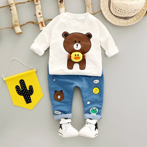 Bear Print Baby Boys Clothing Set