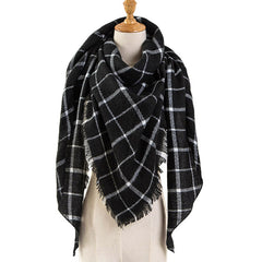 PINMI Black Plaid Winter Scarf Women 2017 Luxury Brand Warm Cashmere Scarves and Shawls Large Triangle Pashmina Blanket Wraps