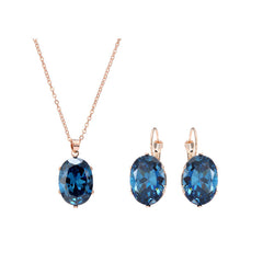 Big CZ Blue Stone Jewelry Set