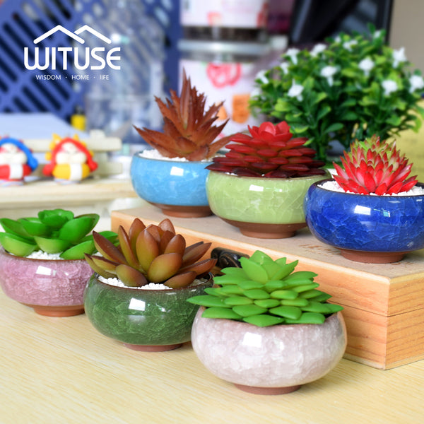 WITUSE Pot De Fleur Bonsai Pots Ceramic Planter Desk Flower Pot Terracotta Decor Glaze Home Mini Flowerpot Garden Ceramica Plant