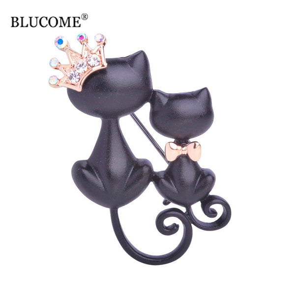 Black Mother Daughter Cats Brooches