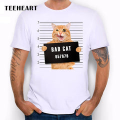 Men's Bad Cat Print Cool T-Shirt
