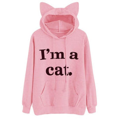 Cat Slogan Print Cat Ear Sweatshirt