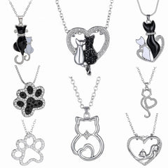 Lovely Cat Paw Crystal Pendant Necklace