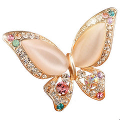OPal rhinestone butterfly brooch